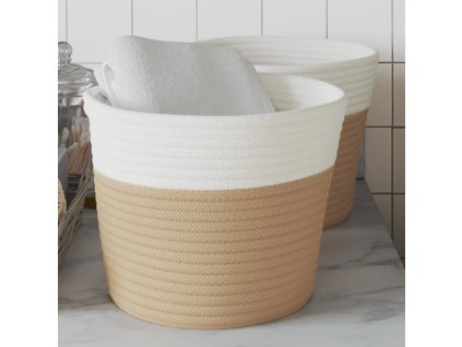 Úložné koše 2 ks béžové a bílé Ø 24 x 18 cm bavlna 358455