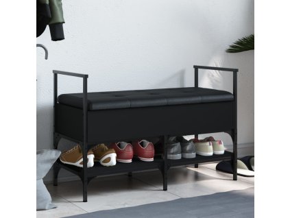 Lavice s botníkem černá 85,5 x 42 x 57,5 cm kompozitní dřevo 835229