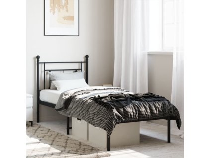 Kovový rám postele s čelem černý 80 x 200 cm 374330