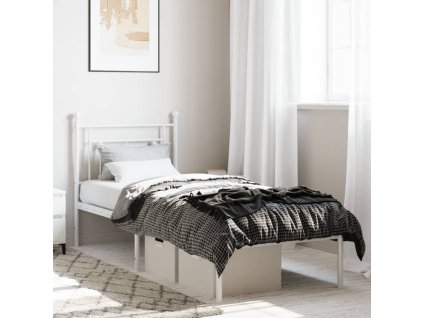 Kovový rám postele s čelem bílý 80 x 200 cm 374379