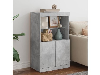 Příborník s LED osvětlením betonově šedý 60,5 x 37 x 100 cm 836668