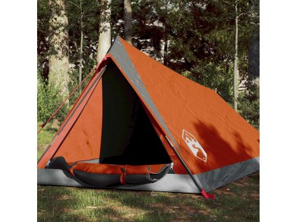 Kempingový stan pro 2 osoby šedý a oranžový nepromokavý 94364