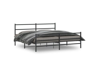 Kovový rám postele s hlavovým a nožním čelem černý 183 x 213 cm 355388