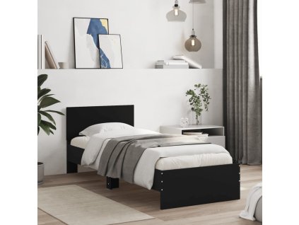Rám postele s čelem černý 90 x 190 cm kompozitní dřevo 838653