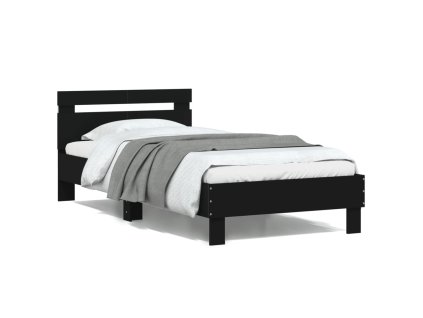 Rám postele s čelem a LED osvětlením černý 100 x 200 cm 838709