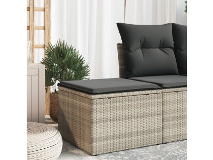 Zahradní stolička s poduškou světle šedá 55x55x37 cm polyratan 366181