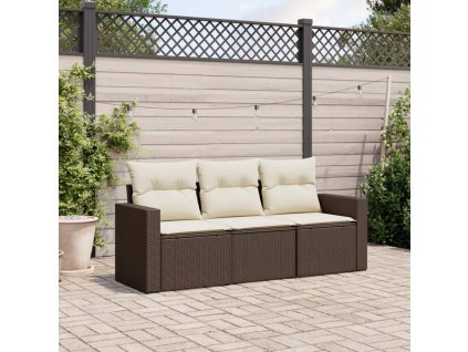 3dílná zahradní sedací souprava s poduškami hnědá polyratan 3218653