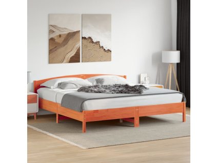 Postel bez matrace voskově hnědá 200 x 200 cm masivní borovice 3216190