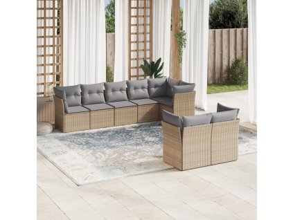 8dílná zahradní sedací souprava s poduškami béžová polyratan 3217909