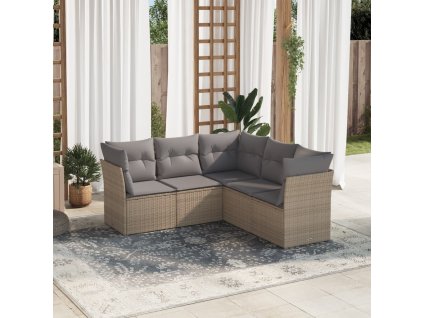 5dílná zahradní sedací souprava s poduškami béžová polyratan 3217619