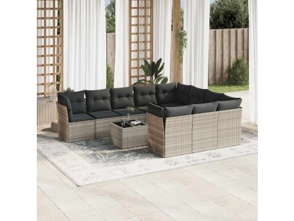 11dílná zahradní sedací souprava s poduškami šedá polyratan 3218232