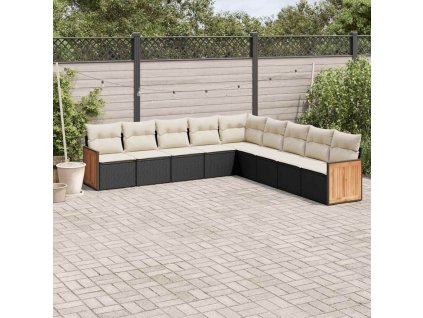 9dílná zahradní sedací souprava s poduškami černá polyratan 3260138