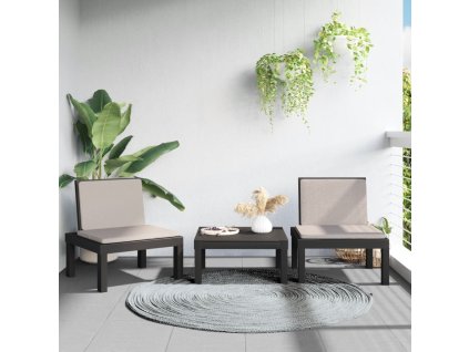 3dílná zahradní sedací souprava s poduškami antracitová PP 3203731