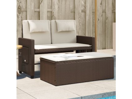 Polohovací zahradní lavice s poduškami hnědá polyratan 365818