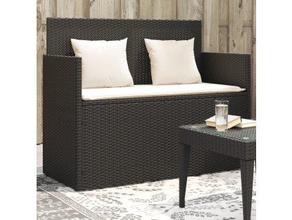 Zahradní lavice s poduškami černá polyratan 365760