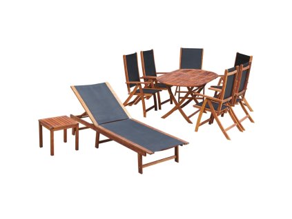 9dílný zahradní jídelní set s poduškami masivní akáciové dřevo 42649
