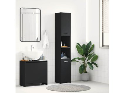 Koupelnová skříňka černá 30 x 30 x 183,5 cm kompozitní dřevo 802598