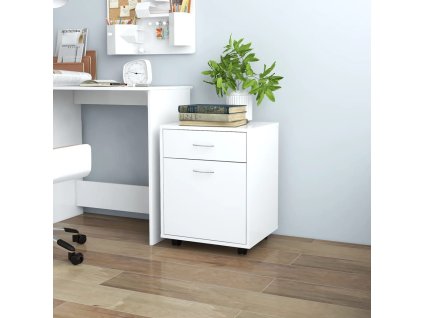 Skříňka na kolečkách bílá 45 x 38 x 54 cm kompozitní dřevo 808440