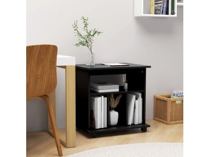 Skříňka na kolečkách černá 60 x 45 x 60 cm kompozitní dřevo 808477