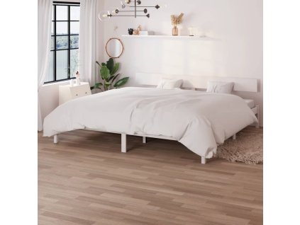 Rám postele bílý masivní borovice 180 x 200 cm Super King 810163