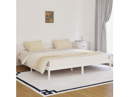 Rám postele masivní borové dřevo 200 x 200 cm bílý 810451