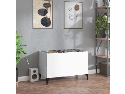 Skříňka na LP desky lesklá bílá 74,5x38x48 cm kompozitní dřevo 831967