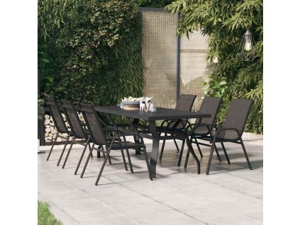 Zahradní stůl černý 180 x 80 x 70 cm ocel a sklo 318769