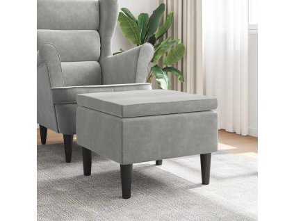 Stolička s dřevěnými nohami světle šedý samet 329436