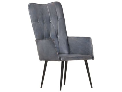 Křeslo s opěradlem šedé pravá kůže 339649