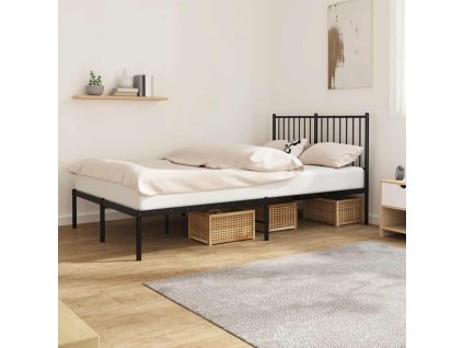 Kovový rám postele s čelem černý 120 x 190 cm 350861