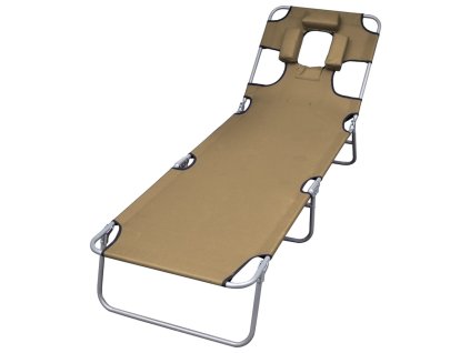 Skládací zahradní lehátko s podhlavníkem polohovatelné taupe 44296