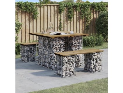 Zahradní stůl gabion design 100 x 102 x 72 cm impregnované dřevo borovice 834373