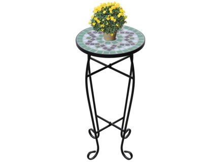 Mozaikový stolek na květiny zelený a bílý 41130
