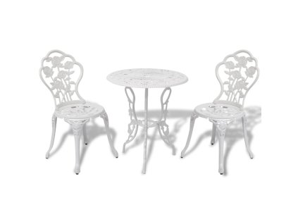 3dílný bistro set litý hliník bílý 42165