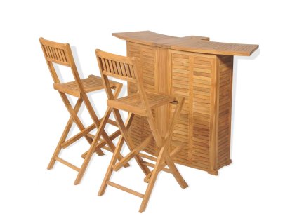 3dílný bistro set se skládacími židlemi masivní teakové dřevo 43805