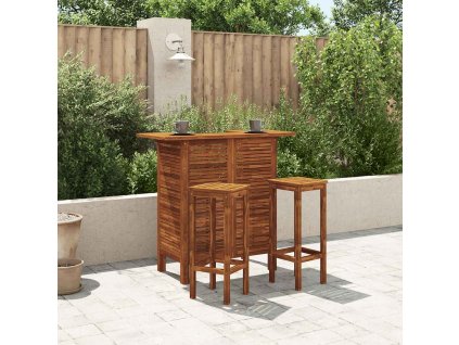 Barový stůl a židle sada 3 kusů z masivního akáciového dřeva 44008