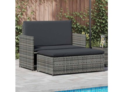2dílná zahradní sedací souprava s poduškami polyratan šedá 44483