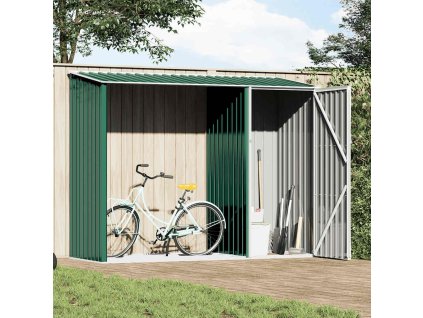 Zahradní kůlna na dříví zelená 245x98x159 cm pozinkovaná ocel 46293