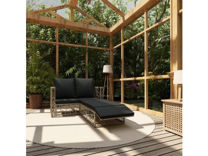 2dílná zahradní sedací souprava s poduškami polyratan šedá 46812