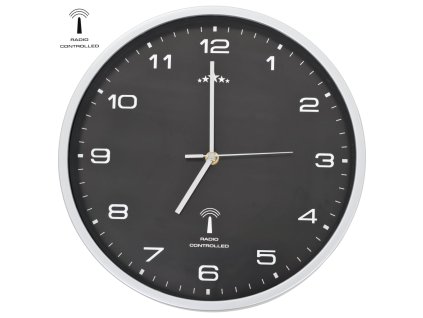 Rádiem řízené nástěnné hodiny se strojkem Quartz 31 cm černé 50618