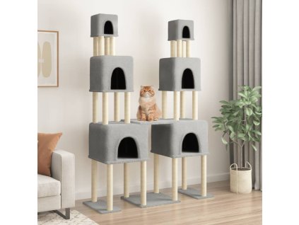 Škrabadlo pro kočky se sisalovými sloupky světle šedé 199 cm 172080