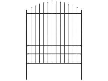 Zahradní plot s kopím nahoře ocelový 181 x 200 cm černý 144945
