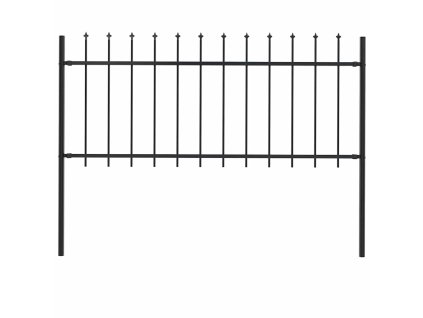 Zahradní plot s kopím nahoře ocelový 181 x 80 cm černý 144924