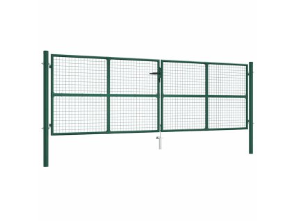 Pletivá zahradní branka ocelová 400 x 125 cm zelená 145749