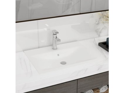 Luxusní umyvadlo otvor na baterii matné bílé 60x46 cm keramika 147020