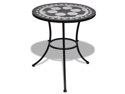 Bistro stolek černý a bílý 60 cm mozaika 41532