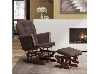 Křeslo glider se stoličkou hnědé textil 351664