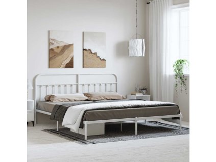 Kovový rám postele s čelem bílý 193 x 203 cm 352633