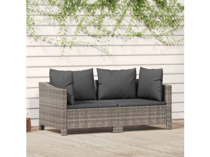 2dílná zahradní sedací souprava s polštáři šedá polyratan 362684