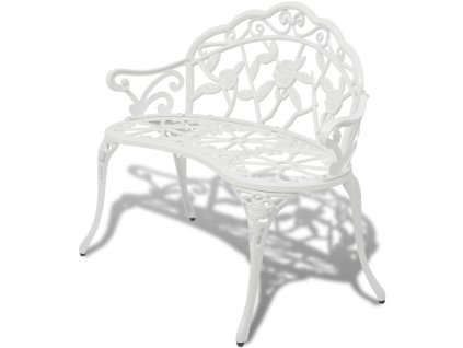 Zahradní lavice 100 cm litý hliník bílá 42167